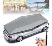 NzEupno Abri De Voiture Automatique 2 en 1 Et Parasol D'ExtéRieur, Auvent De Terrasse Pliable avec TéLéCommande, Toit De Voiture Mobile avec Support ExtéRieur Grey-4.6m