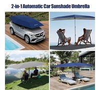 NzEupno Parasol D'ExtéRieur pour Voiture, Abri De Voiture Automatique 2 en 1 avec TéLéCommande Et Support, Auvent De Terrasse Pliable, Pare-Soleil Anti-UV, Neige Et GrêLe Grey-5m