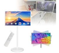 NzEupno TéLéViseur Portable 21,5 Pouces - éCran Tactile 1080P sur roulettes avec CaméRa 800W, Tablette TV Rotative avec TéLéCommande, éCran Mobile Intelligent sur Pied White-8+128G