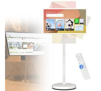NzEupno TéLéViseur Portable sur roulettes avec TéLéCommande, éCran Tactile Orientable, TéLéViseur Mobile sur Pied | CaméRa 800W | Batterie IntéGréE, Rotation ComplèTe White-4+64G