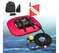 NzEupno Ventilateur De PlongéE sous-Marine, SystèMe De PlongéE Portable, éTanche Et Rechargeable, Appareil Respiratoire sous-Marin avec Tuyau TéLescopique Et DéTendeur Red-1Battery