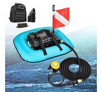 NzEupno Ventilateur De PlongéE sous-Marine, SystèMe De PlongéE Portable, éTanche Et Rechargeable, Appareil Respiratoire sous-Marin avec Tuyau TéLescopique Et DéTendeur Blue-1Battery