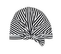 Nzexlyva 1 bonnet de douche imperméable et réutilisable avec ourlet élastique pour cheveux courts, bouclés et longs pour hommes, femmes et filles (rayures noires et blanches)