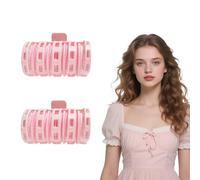 Nzexlyva Lot de 2 bigoudis avec clips, rouleaux pour volume de cheveux, clips sans chaleur, pour cheveux longs, moyens, courts, épais et fins pour boucler (rose)
