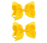 Nzexlyva Lot de 2 pinces à cheveux jaunes en satin pour cheveux, nœuds délicats réutilisables avec clip en métal pour adolescentes, filles, Noël, Saint-Valentin, Pâques
