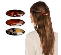 Nzexlyva Lot de 3 barrettes à cheveux ovales en acétate pour femme avec cheveux épais, barrettes et fermoirs, pinces à cheveux, accessoires cadeaux pour filles