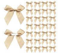 Nzexlyva Lot de 30 mini nœuds en or champagne, nœuds autocollants avec tampons en gel adhésif, nœud en satin pour emballage cadeau, ruban pour couture DIY, mariage, anniversaire, fête, emballage pour