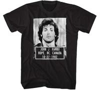 NZFBBJMGB Rambo Film Series John J. Rambo Canada 1982 Mugshot T-Shirt FüR Erwachsene, Schwarz Men's S