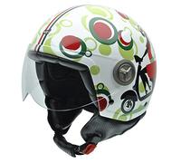 NZI 050004G590 Vintage II Happy Scooter Casque de Moto, Rouge/Noir/Vert, Taille : XL