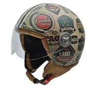 NZI 050004G591 Vintage II Retrolabels Casque de Moto, Illustration Étiquettes Retro, Taille : S
