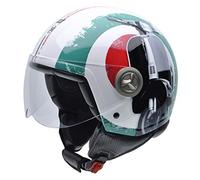 NZI 490004G341 3D Vintage II Supercinquantotto Casque de Moto, Rouge/Blanc/Vert/Mix Drapeau Italien/Détail du Moto, Taille : M