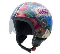 NZI 490004G578 3D Vintage II Hawai Aloha Casque de Moto, Fleurs/Dessins Hawaïennes, Taille : S