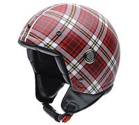 NZI Tonup Graphics Casque de Moto, Tejido a Cuadros Rojos y Blancos, 59