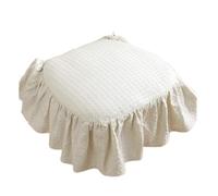 Nzj144 Coussin de chaise français en tissu doux antidérapant à volants avec attaches et garni pour cuisine et bureau Blanc A