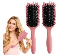 Nzkeuf 2 Brosse À Cheveux, Brosse Boucles Cheveux de Sanglier pour Fixer et Modeler les Boucles, Utilisation À Sec et Humide, Réduire les Mèches Rebelles, Convient aux Hommes et aux Femmes