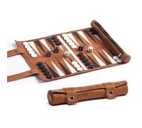 Nzkeuf Backgammon de Voyage, Set de Backgammon avec Pierres et Dés, Jeu de Voyage à Enrouler pour Les Voyages et Les Déplacements, Extérieur en Cuir, Haute Qualité
