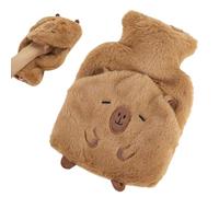 Nzkeuf Bouillotte Enfant avec Couvercle, 1L Bouillotte Peluche, Amovible pour Le Nettoyage, Antidéflagrant et étanche, Convient aux Enfants et aux Adultes