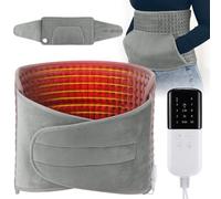 Nzkeuf Ceinture Chauffante Lombaire 125x30cm, Coussin Chauffant Electrique avec 10 Niveaux de Température et Arrêt Automatique, Lavable Ceinture, avec Velcro, Pour Dos Taille Abdomen, Gris