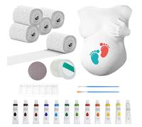 Nzkeuf Kit Moulage Ventre Femme Enceinte, Bande De Plâtre Pour Moulage avec Peintures et 2 Pinceaux, Bande de Plâtre Sculpture pour Modélisme Bricolage, Cadeaux et Souvenirs de Grossesse