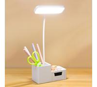 Nzkeuf Lampe de Bureau LED Lumière Réglable et Capteur Tactile, Lampe de Bureau Enfant avec Porte Stylo et Petit Tiroir, Chargement USB, 3 Modes d’Éclairage pour Apprendre et Lire