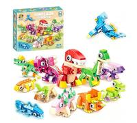 Nzkeuf Mini Kits Dinosaures Bloc de Construction, 12 Animaux 3 en 1 en Blocs de Construction, Cadeau Anniversaire Enfants Invités, Calendrier de l'avent, Cadeau pour Enfants de 3 à 12 Ans