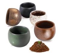 Nzkeuf Set de Tasse Expresso à Paroi Épaisse, Lot de 5 Fabriquées à La Main Tasses à Expresso en Faïence en Céramique, 50 Ml, Coffret Cadeau Inclus, Cadeau pour Femme, Homme, Meilleure Amie