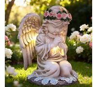 Nzkeuf Statues de Jardin Solaires, Deco Jardin Exterieur, Résistante aux intempéries Statue des Anges, pour Patio, Porche, Cour, Balcon, Cimetière, Tombe, LumièRe Solaire d'ange Priant