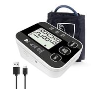Nzkeuf Tensiometre Bras avec Anglais Voix, Tensiomètre Bras Automatique, Manchette Ajustable 23cm-33cm, Détection d'arythmie, Port USB-C Grand Écran LCD, Mémoire 2x50, Idéal à Domicile