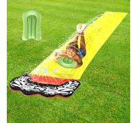 Nzkeuf Toboggan Aquatique, 480 x 70 cm Ventre Glisse avec 1 Planche Gonflable, Tapis de Glisse Eau Enfant avec Arroseur Intégré pour Jeux d'eau en Extérieur, Fête D'été, Jardin Pelouse