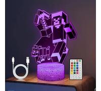 Nzkeuf Veilleuse pour Enfants 3D LED, 16 Couleurs Changeantes avec Télécommande, Smart Touch, Lampe de Chevet Gamer, Jouet à Partir de 2, 3, 4, 5, 6, 7 Ans et Plus, pour Garçons et Filles