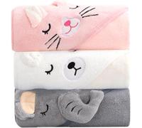 Nzoike Cape De Bain Bébé À Capuche, Serviette Extra Douce Et Absorbante, Lot De 3, Cadeau Naissance(80x80 cm)