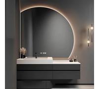 NZPOST Miroir de courtoisie Mural sans Cadre en Forme de Demi-Lune avec éclairage LED, Une Utilisation sur Toute la Longueur dans la Salle de Bain, la Chambre, Le Salon ou lentrée. (80Lx58Wcm)