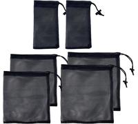 Nzqaf-Lot De 6 Sacs En Maille Filet Pour Équipement De Sport Avec Cordon De Serrage - Sac En Maille Nylon Noir Pour Voyage, Cosmétiques, Accessoires De Sport, Pour Le Rangement Des Marchandises Et De