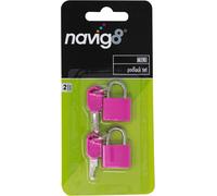 nzqaf-Navig8 Lot de 2 Mini Cadenas à Bagages avec clés Assorties \u2013 Empêche Le vol et Les dommages \u2013 Idéal pour valises, Sacs d'ordinateur Portable, Bagages à Main, Sacs à Dos, casiers Violet