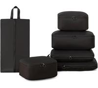 nzqaf-Organisateur Valise, 6 Pièces Rangement Valise, Ensemble de Compression de Cubes Demballage de Voyage, Sacs Demballage Dorganisateur de Voyage Etanche, Noir