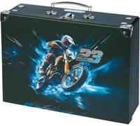 nzqaf-Valise pour Enfants - Mallette en Carton pour Jouets et Fournitures Scolaires, Pliable avec Poignée en Métal, Motif Moto