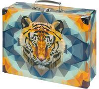 nzqaf-Valise pour enfants pour jouets et fournitures scolaires, valise en carton, valise à jouets, valise de jeu, valise pliable pour enfant, valise pliante avec poignée en métal, Tigre sauvage, 32,5