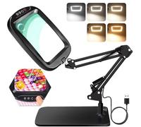 NZQXJXZ 10X 30X Loupe avec Lumière et Support, Lampe Loupe Éclairée à 60 LED, 5 Modes de Couleur, Lampe de Bureau Loup Mains Libres pour la Lecture, l'Artisanat, Les Loisirs, Le Travail de Près