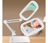 NZQXJXZ 10X 30X Loupe avec Lumière et Support,Lampe Loupe Éclairée à 60 LED | 5 Modes de Couleur, Lampe de Bureau Loup Mains Libres pour la Lecture, l'Artisanat, Les Loisirs, Le Travail de Près