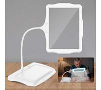 NZQXJXZ 10X Rechargeable Lampe Loupe sur Pied, Lampe Loupe de Bureau Flexible à Col de Cygne 50 LED, Grande Loupe Eclairante pour la Lecture, la Couture, l'Artisanat, la Peinture, Le Bricolage