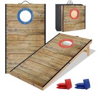 NZQXJXZ Cornhole Jeu Complet, 60 x 30 cm Planches à Trous de Maïs de Qualité Supérieure en Bois Massif avec 6 Poufs et Un Sac de Transport, Ensemble de Jeu de Lancer de Maïs pour Famille et Adultes