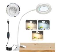 NZQXJXZ Lampe loupe avec 3 Modes de Couleur - 10X loupe de Lecture à Clip métallique avec lumière alimentée par USB pour Les Circuits imprimés, la réparation, l'artisanat, la Lecture, la Couture