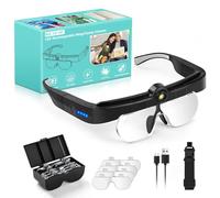 NZQXJXZ Loupe Serre-Tête avec Lumière LED et Réglage à 3 Températures de Couleur, 4 Lentilles Détachables(1.5X 2.5X 3.5X 5X), Lampe Frontale pour Lecture, Bijoutier, Broderie, Couture, Bijoux, Noir