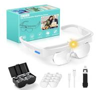 NZQXJXZ Loupe Serre-Tête avec Lumière LED et Réglage à 3 Températures de Couleur, 4 Lentilles Détachables(1.5X 2.5X 3.5X 5X), Lampe Frontale pour Lecture, Bijoutier, Broderie, Couture, Bijoux, Blanc