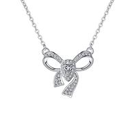 NZVCQVPU 14K Necklace Chain Women, Charm Choker Dainty Necklaces Classic Bowknot Waterdrop with Lab Diamond Pendant Necklace for Women White