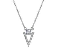 NZVCQVPU 14K Necklace Chain Women, Charm Choker Dainty Necklaces Hollow Triangular with 4 Prong Square Lab Diamond Pendant Necklace for Women White
