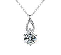 NZVCQVPU 14K Pendant Necklaces for Women, Charm Choker Dainty Necklaces Hollow Waterdrop with 2ct Round Lab Diamond Chain Necklace for Women White