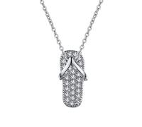 NZVCQVPU 14K Pendant Necklaces for Women, Charm Choker Dainty Necklaces Slipper Design with Round Lab Diamond Chain Necklace for Women White