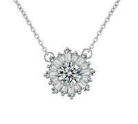 NZVCQVPU 14K White Necklace Chain for Women, Charm Choker Dainty Necklaces Classic Sunflower with Lab Diamond Pendant Necklace for Women White