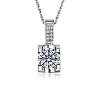 NZVCQVPU 14K White Necklaces for Women, Charm Choker Dainty Necklaces Elegant 1ct Round Lab Diamond Chain Necklace for Women White